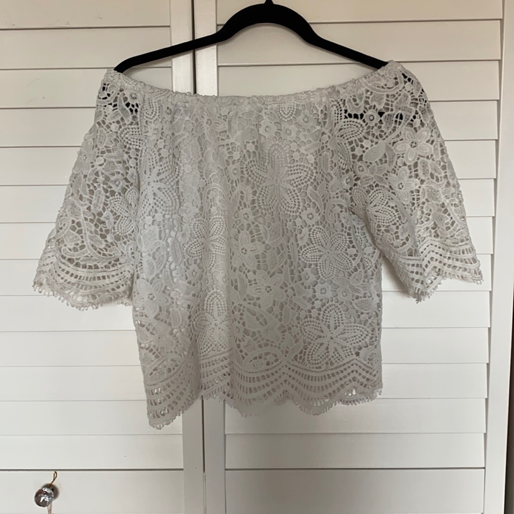 White floral off the shoulder blouse